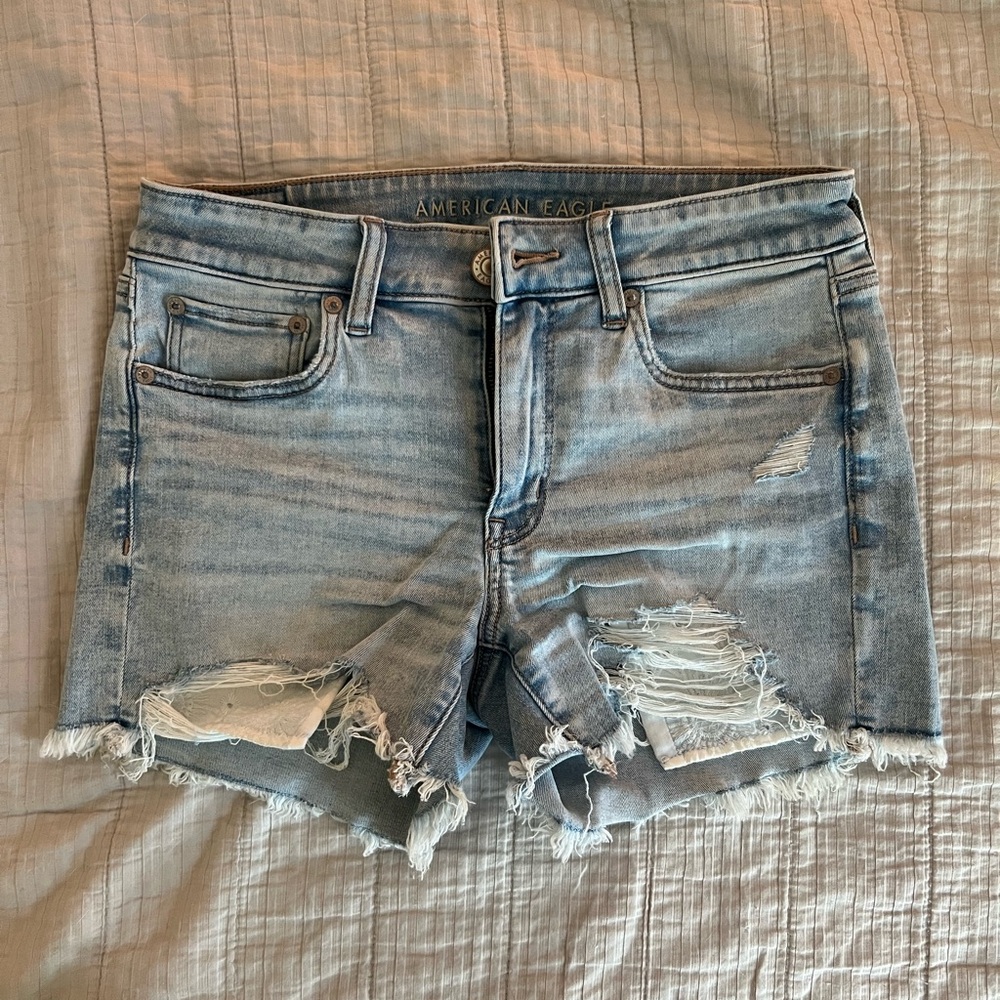 American Eagle Outfitters Blue Jean Shorts Distressed Design